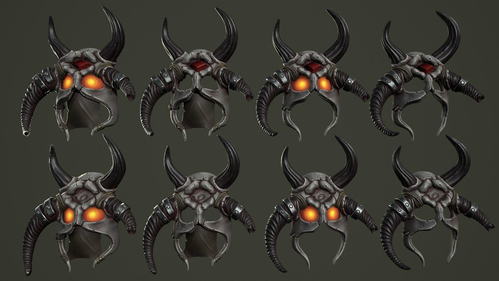 Barbarian mask Low-poly 3D model_23