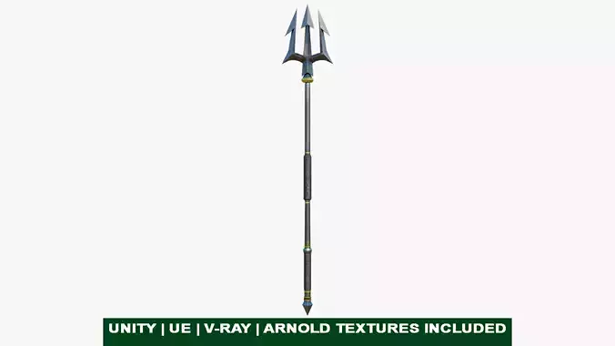 Trident Medieval Sliver All PBR Unity UE Textures Included Low-poly 3D model