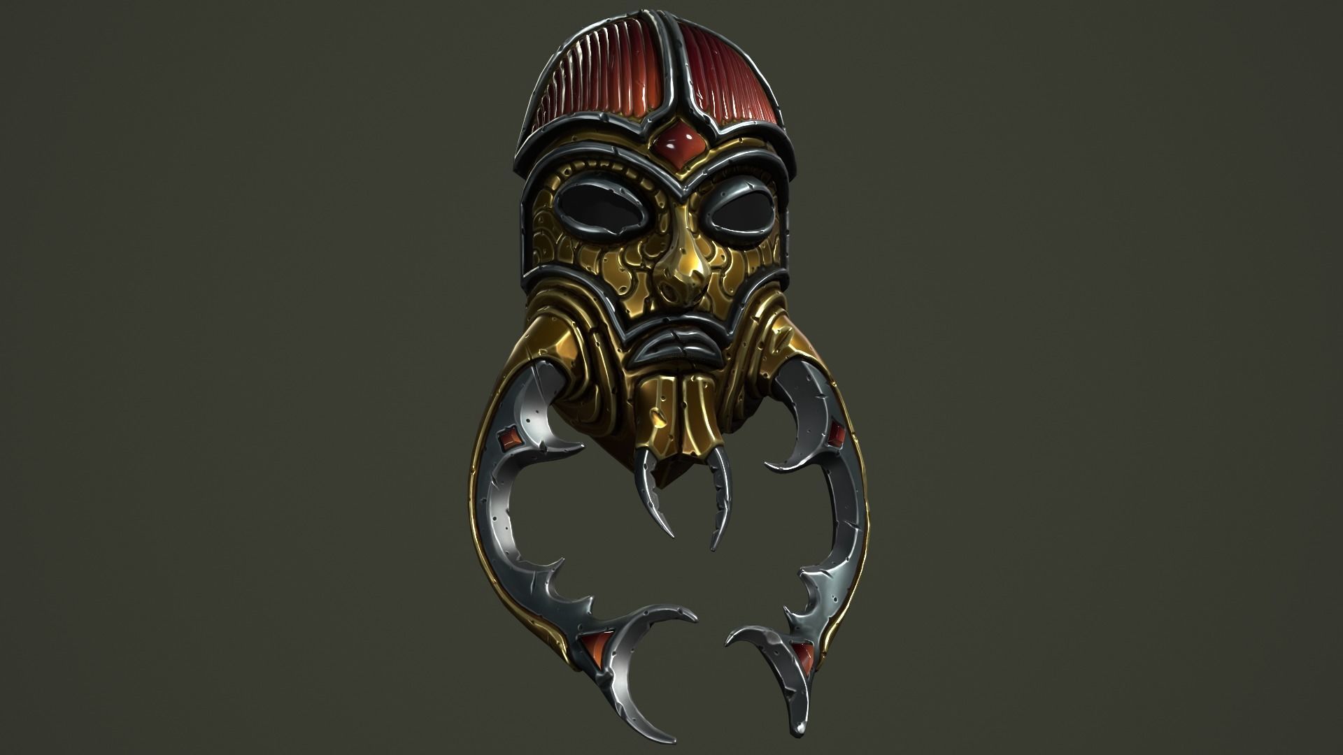 Scarab mask Low-poly 3D model_4