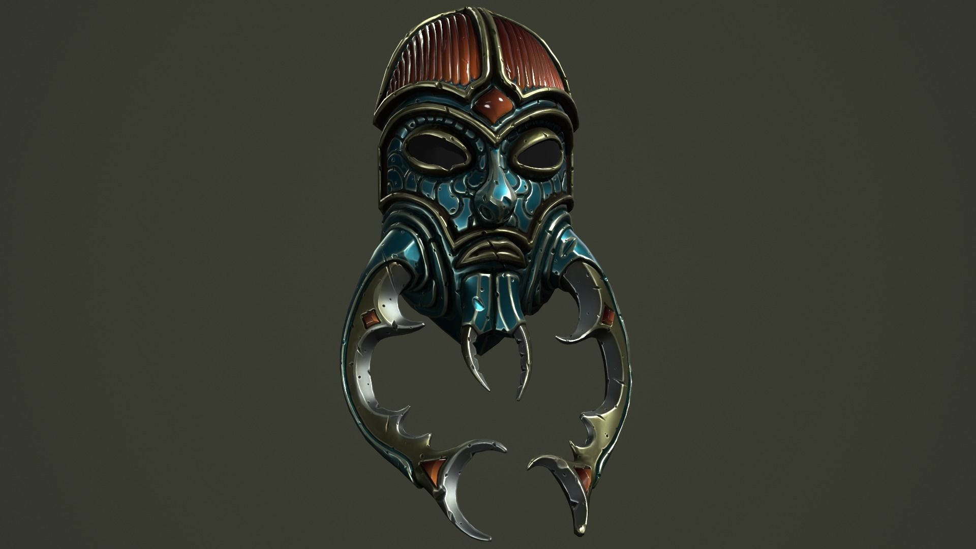 Scarab mask Low-poly 3D model_6
