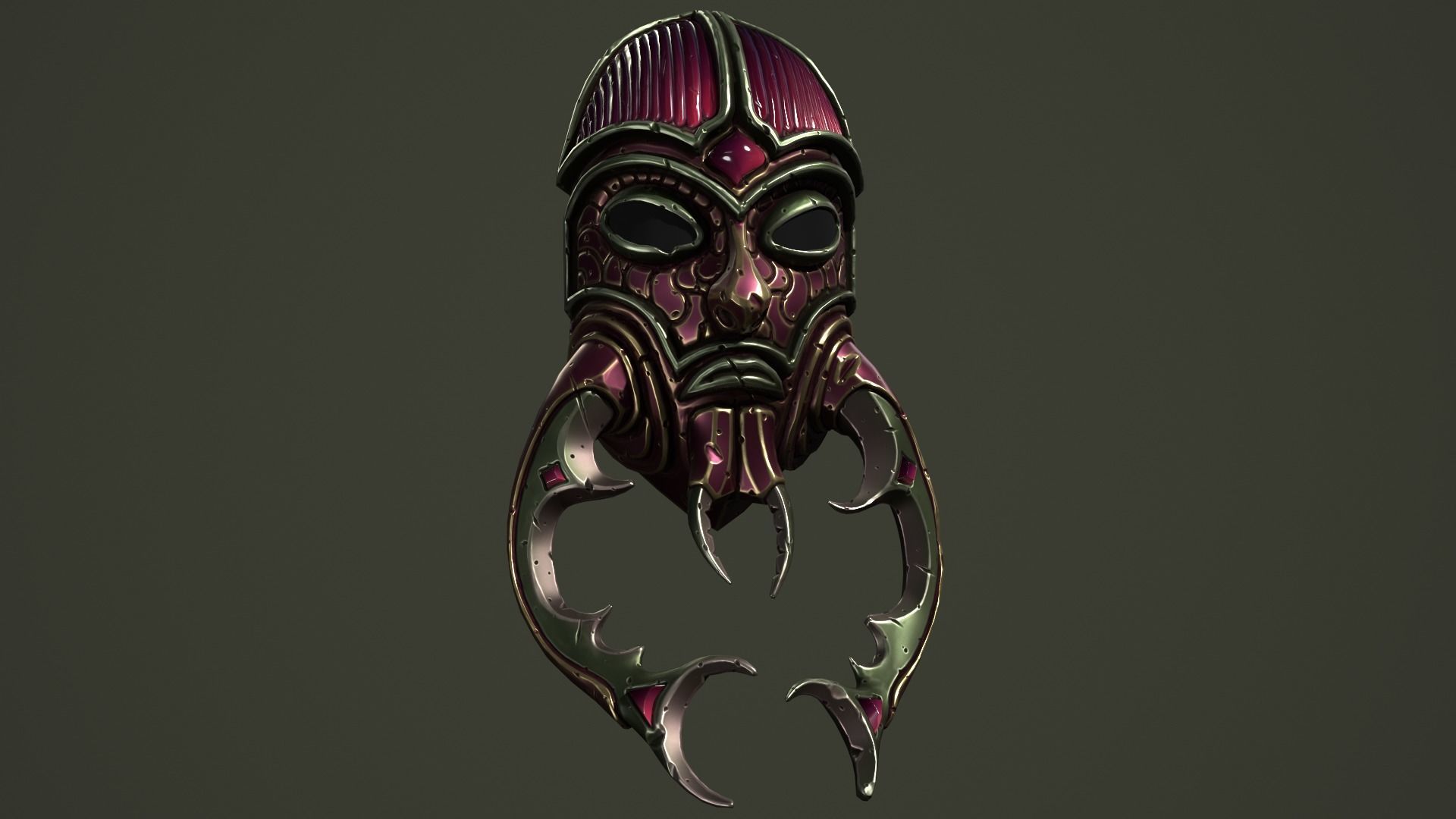 Scarab mask Low-poly 3D model_2