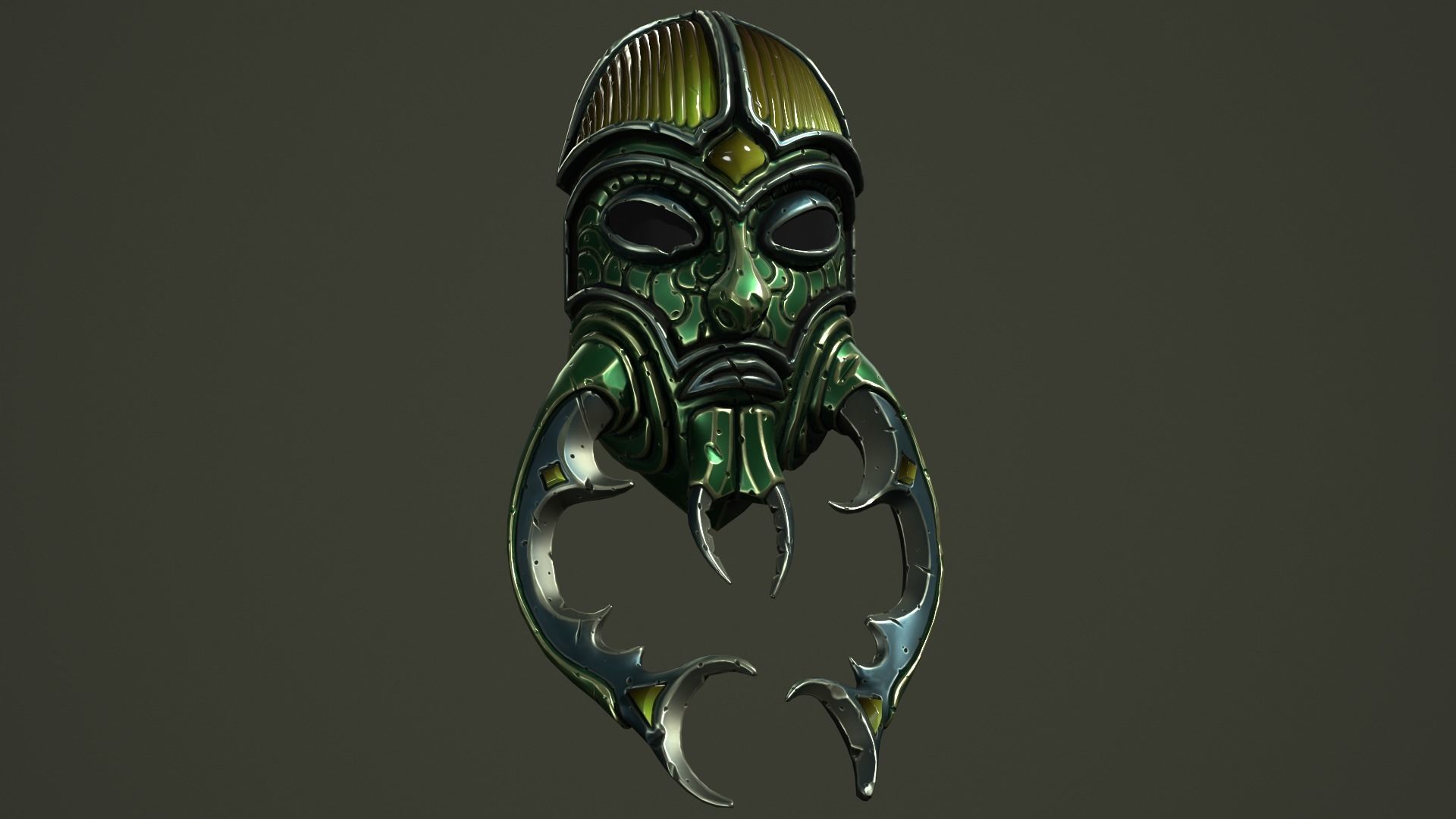 Scarab mask Low-poly 3D model_10