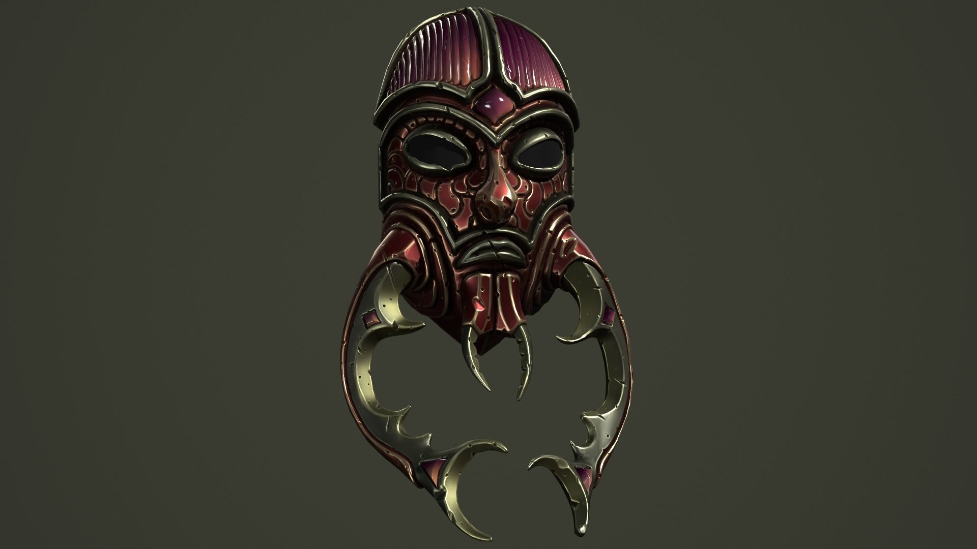 Scarab mask Low-poly 3D model_12