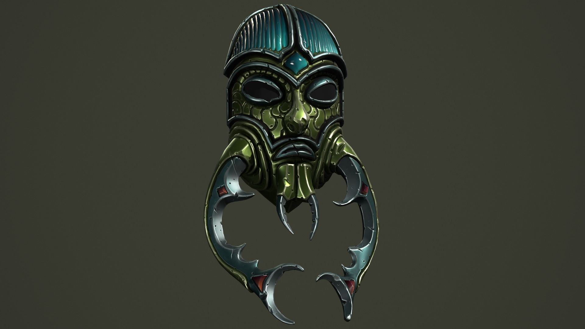 Scarab mask Low-poly 3D model_8