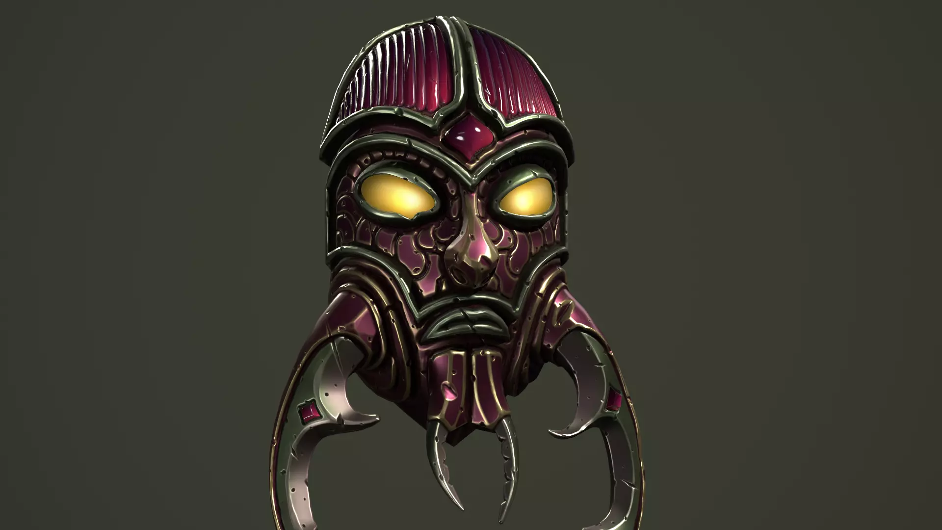 Scarab mask Low-poly 3D model_0