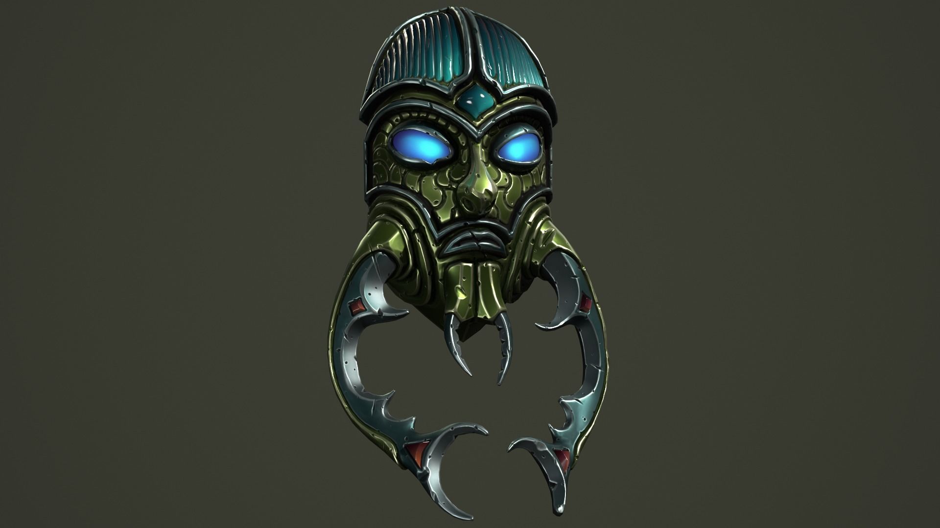 Scarab mask Low-poly 3D model_9