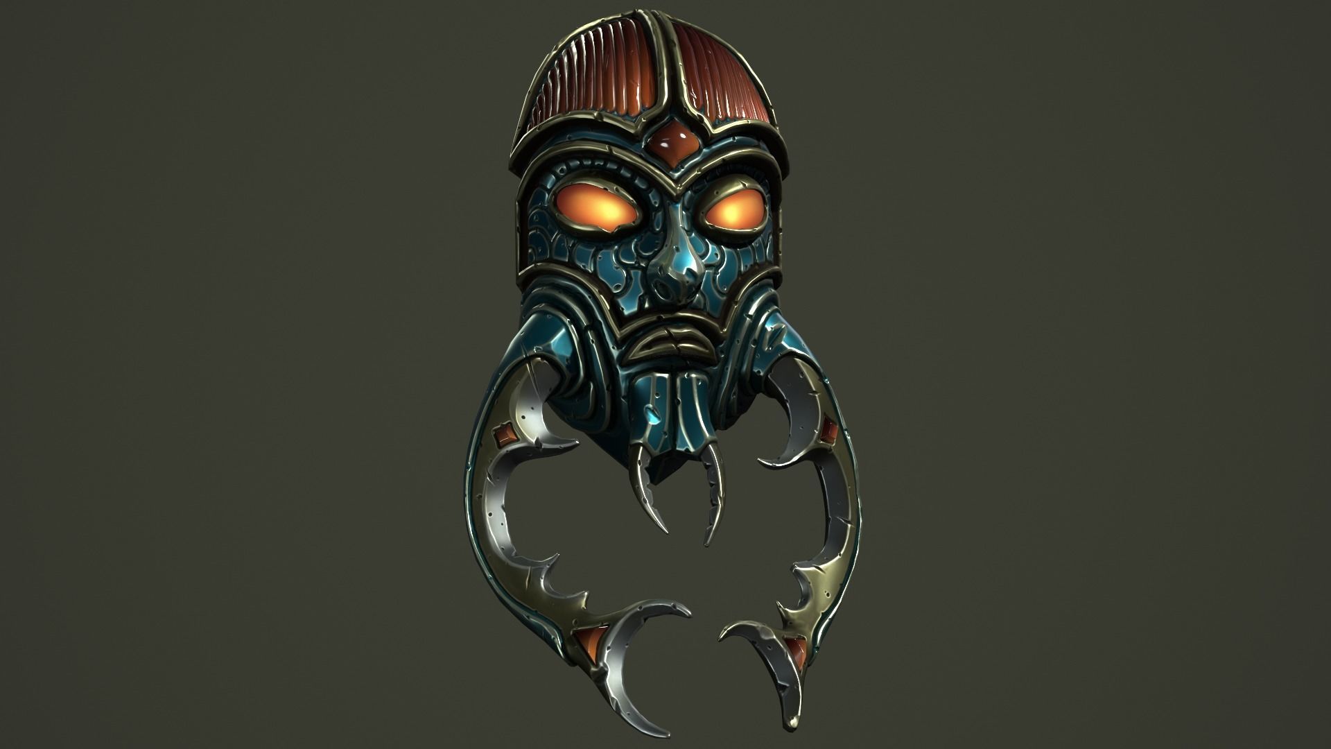 Scarab mask Low-poly 3D model_7