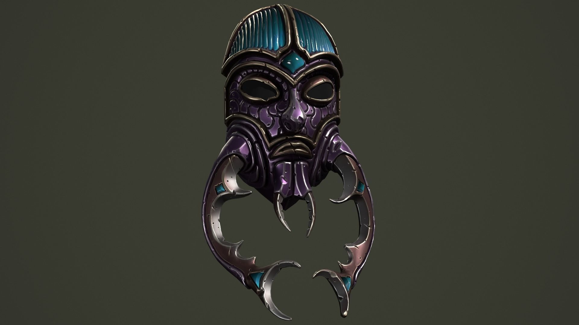 Scarab mask Low-poly 3D model_14
