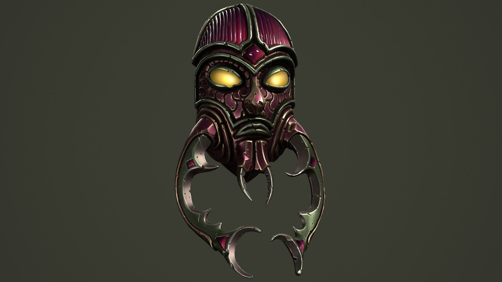 Scarab mask Low-poly 3D model_1