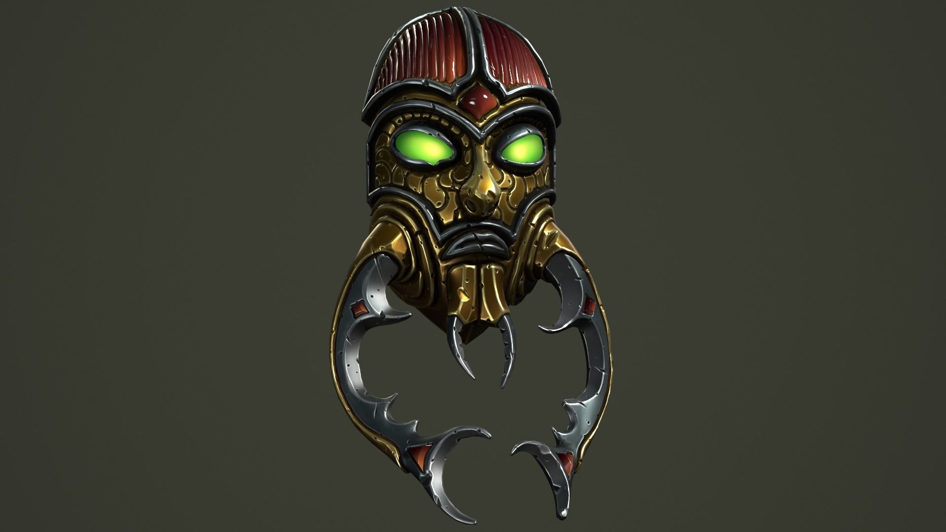 Scarab mask Low-poly 3D model_5