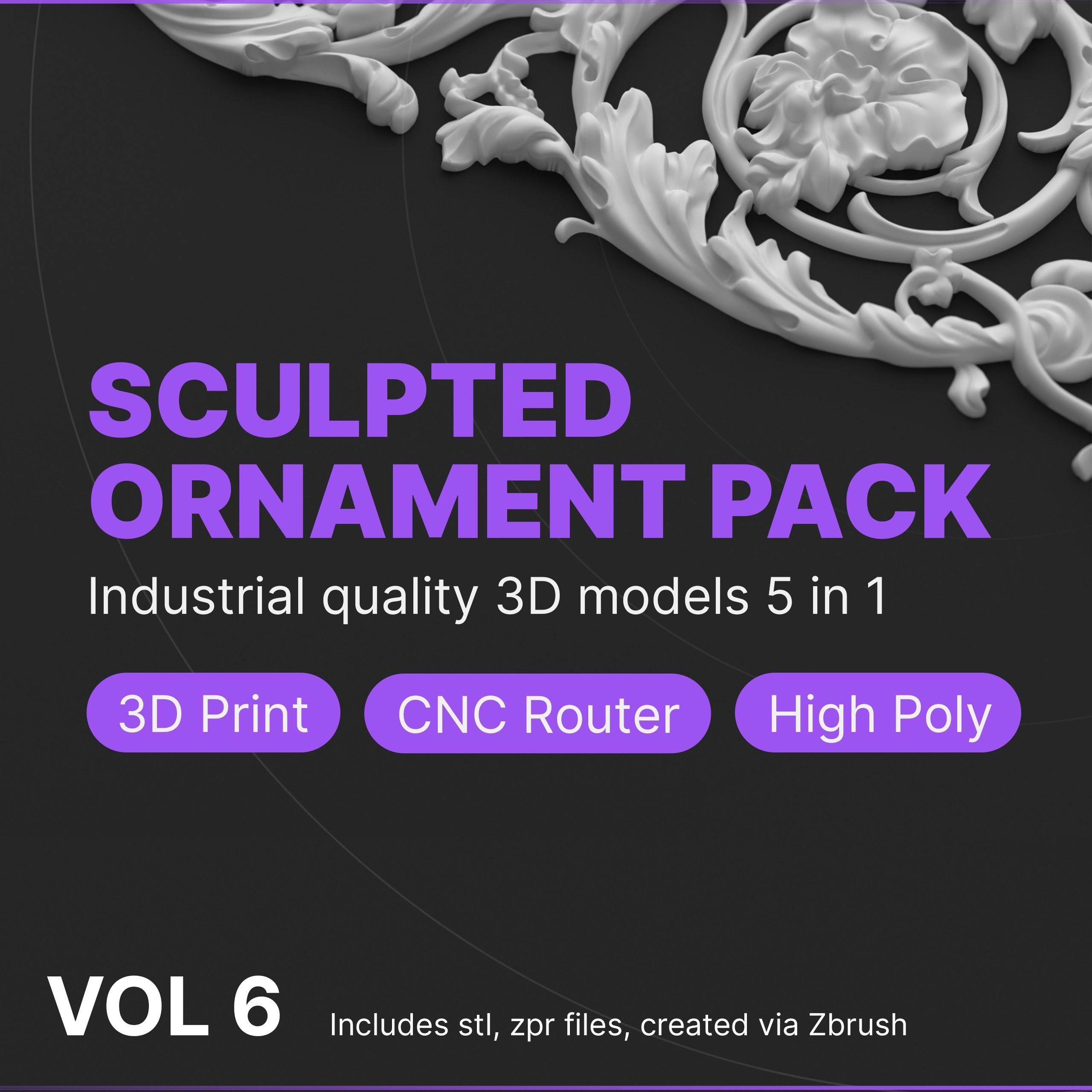 CNC Sculpted Ornament Pack VOL 6 3D Model Collection_1
