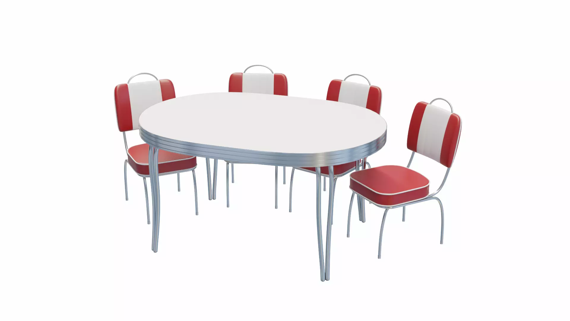 Retro Dinette Set Low-poly 3D model_0