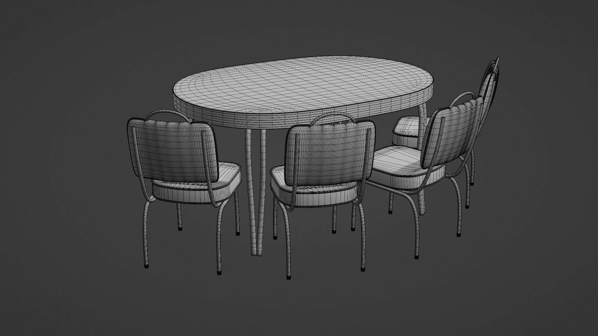 Retro Dinette Set Low-poly 3D model_18