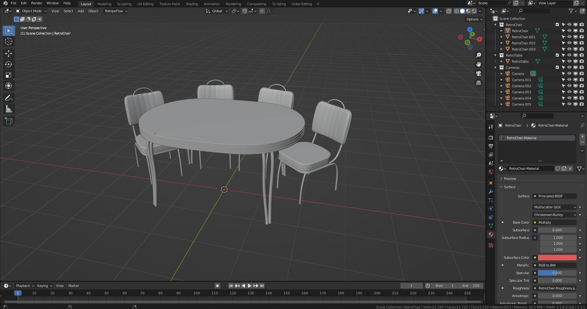 Retro Dinette Set Low-poly 3D model_21