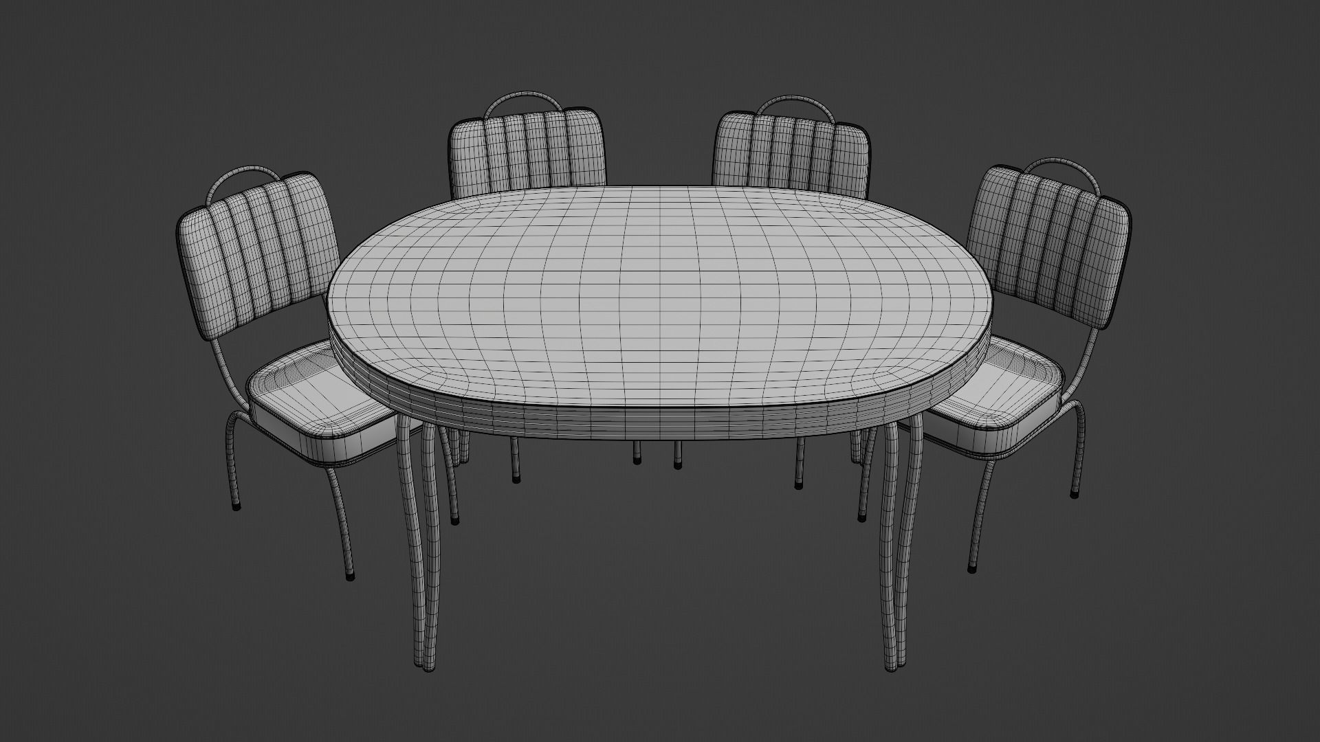 Retro Dinette Set Low-poly 3D model_12