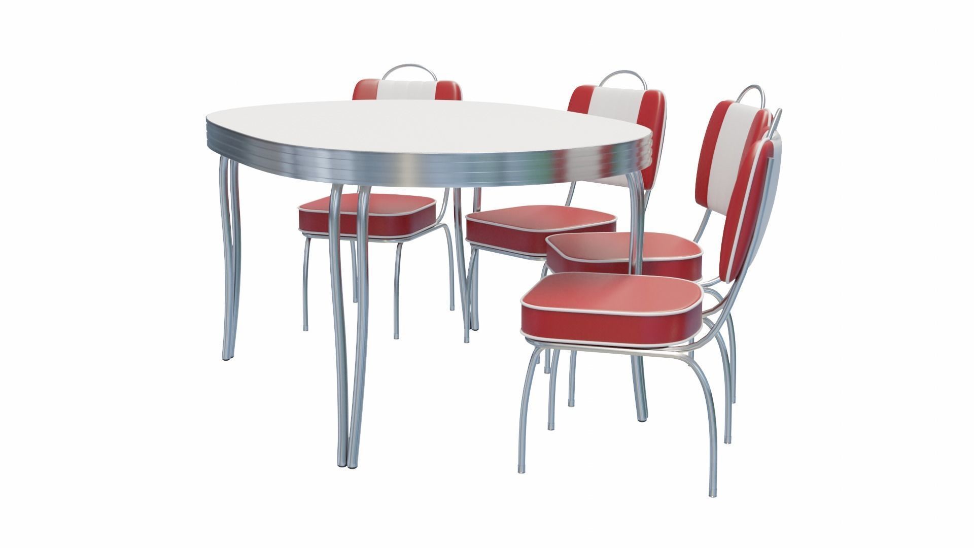 Retro Dinette Set Low-poly 3D model_3