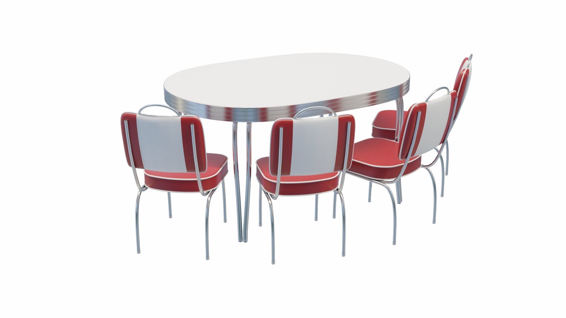 Retro Dinette Set Low-poly 3D model_4