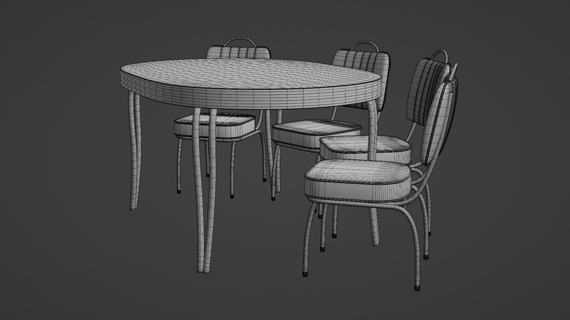 Retro Dinette Set Low-poly 3D model_13