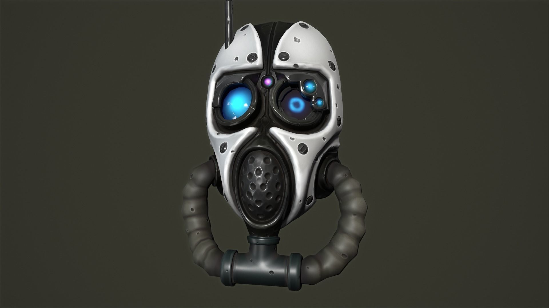 Tech priest mask Low-poly 3D model_16