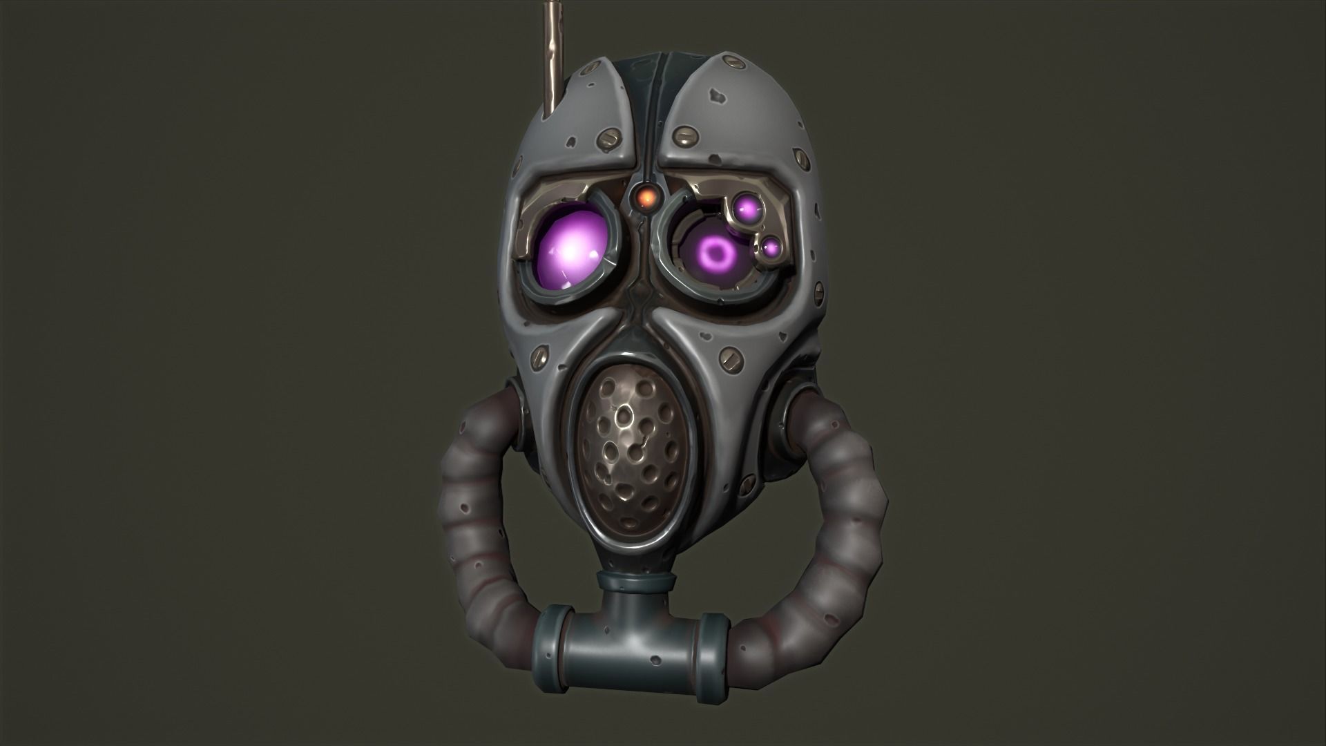 Tech priest mask Low-poly 3D model_12