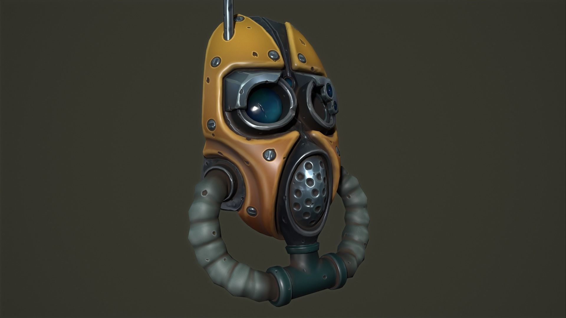 Tech priest mask Low-poly 3D model_17