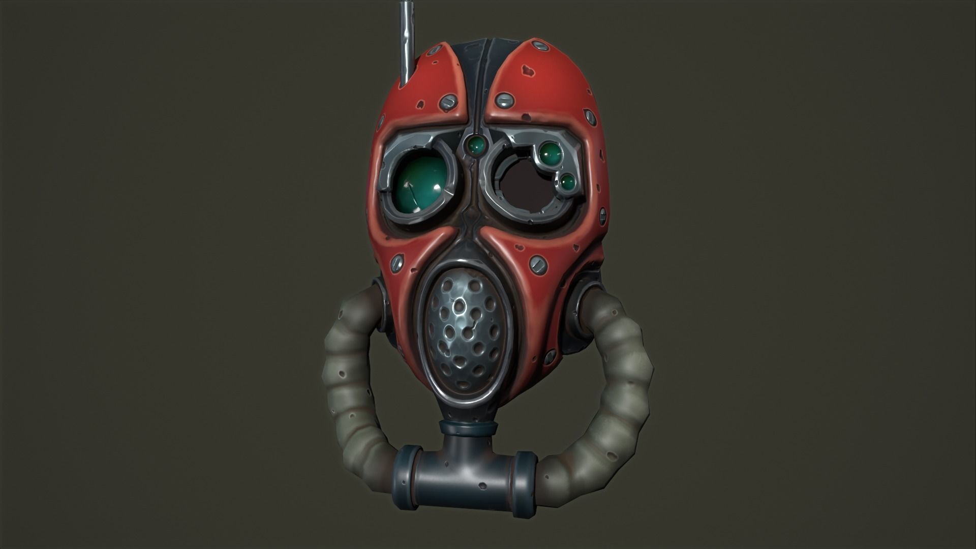 Tech priest mask Low-poly 3D model_3