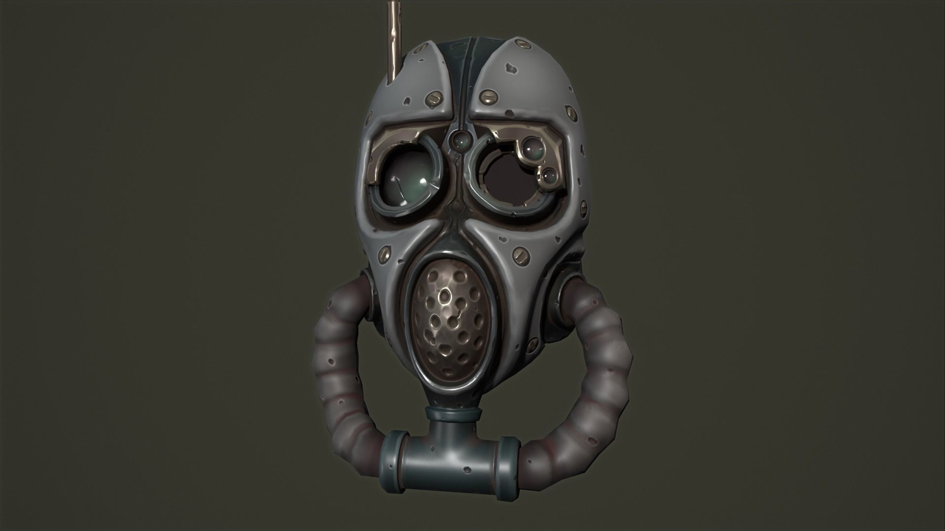 Tech priest mask Low-poly 3D model_11