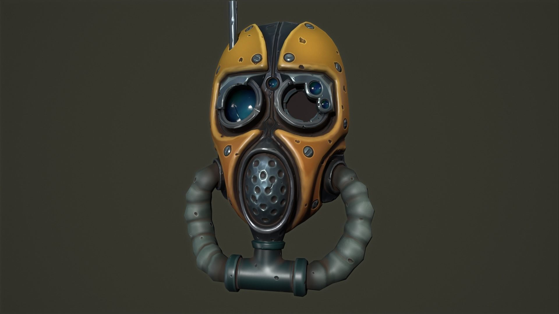 Tech priest mask Low-poly 3D model_1