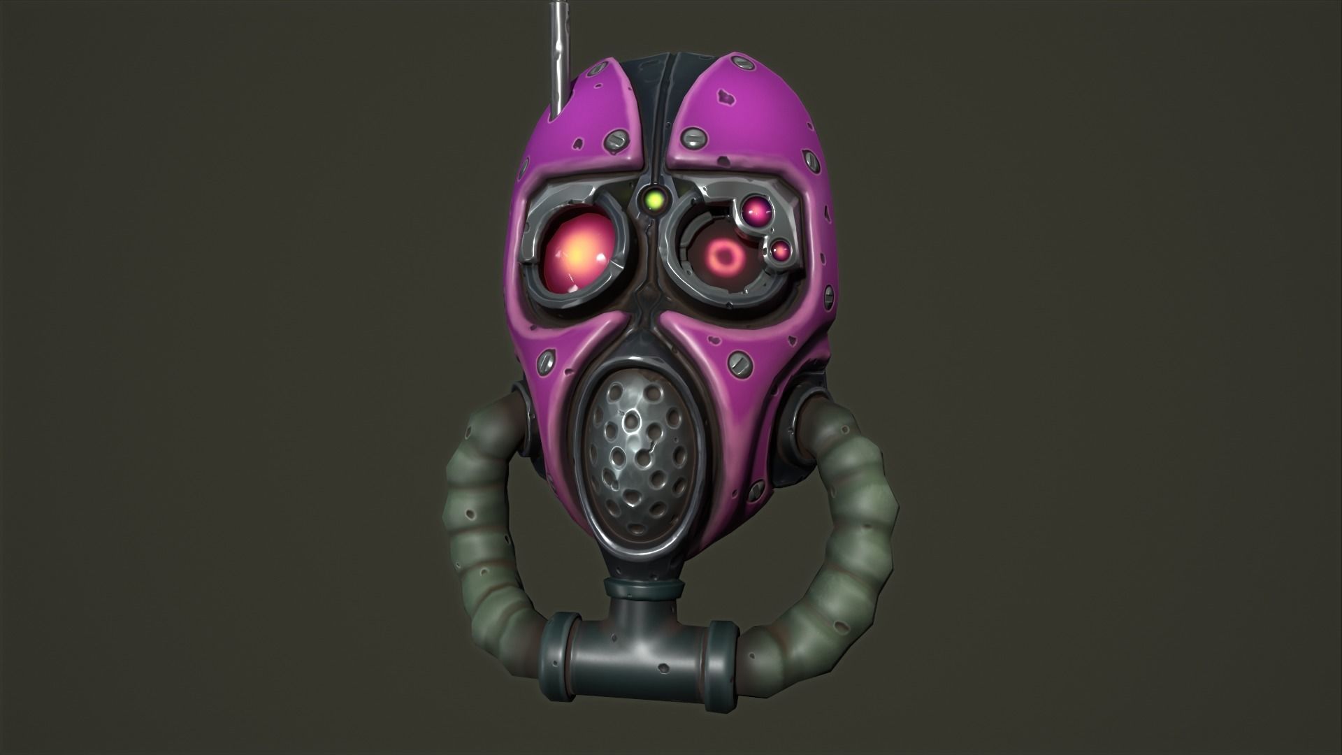 Tech priest mask Low-poly 3D model_10