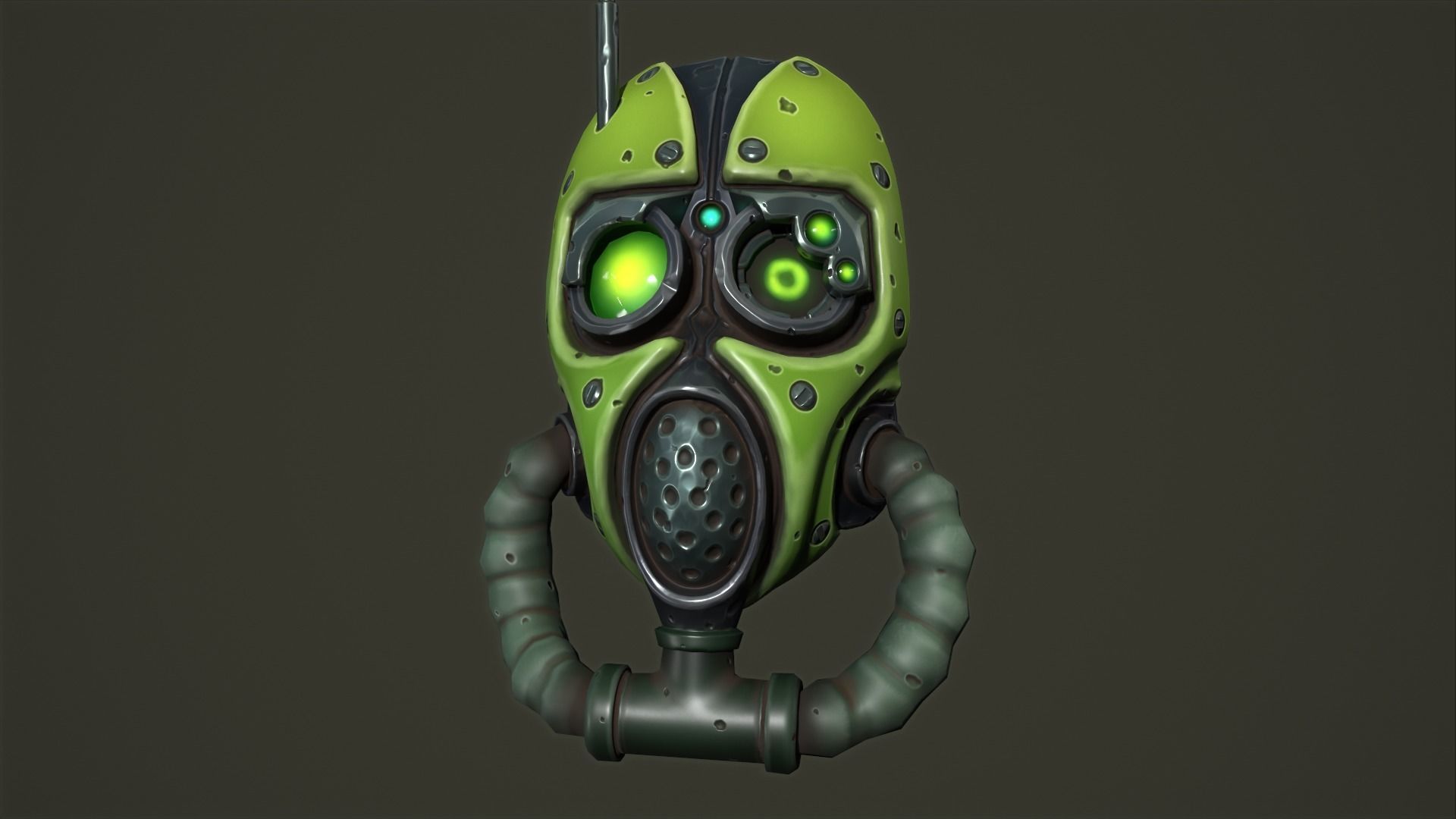 Tech priest mask Low-poly 3D model_6