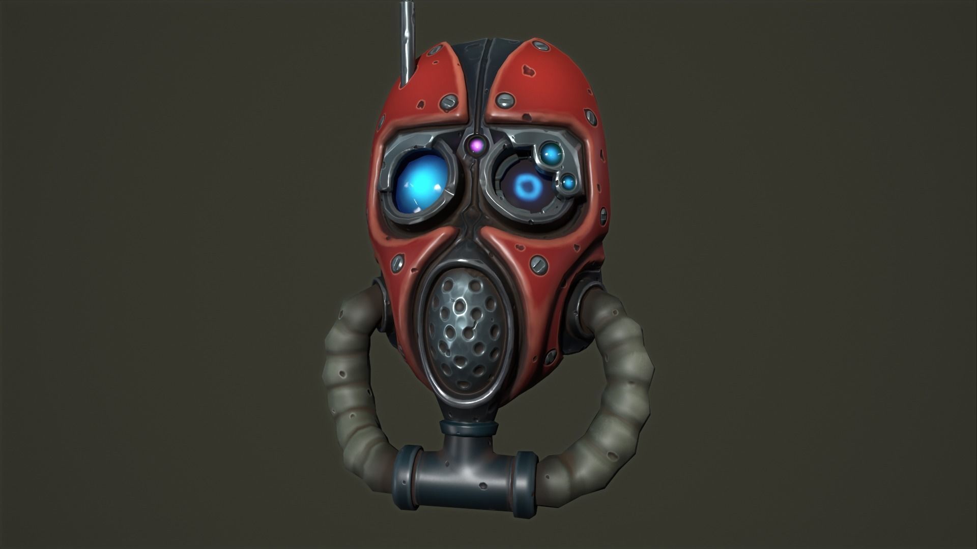 Tech priest mask Low-poly 3D model_4