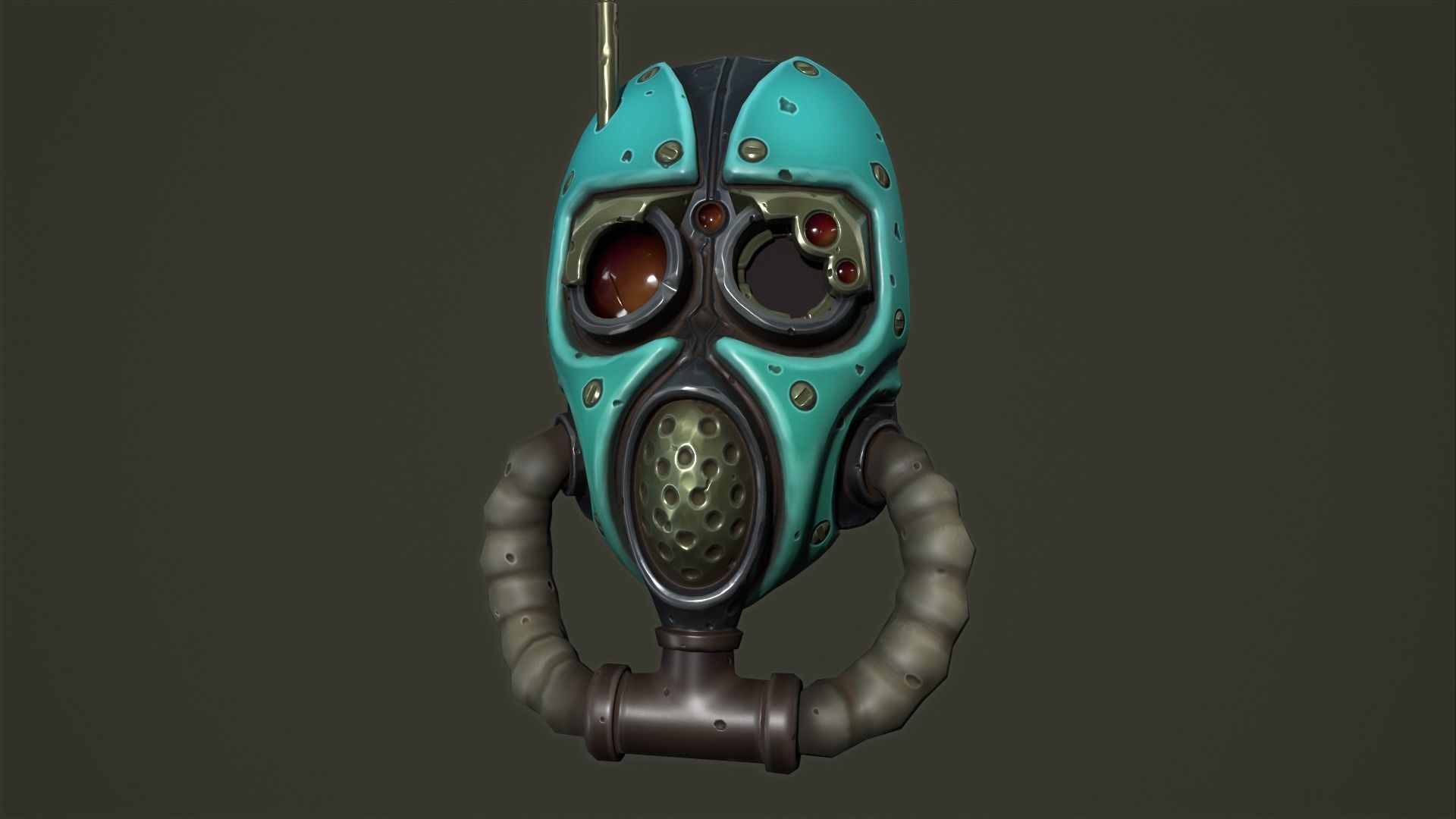 Tech priest mask Low-poly 3D model_7