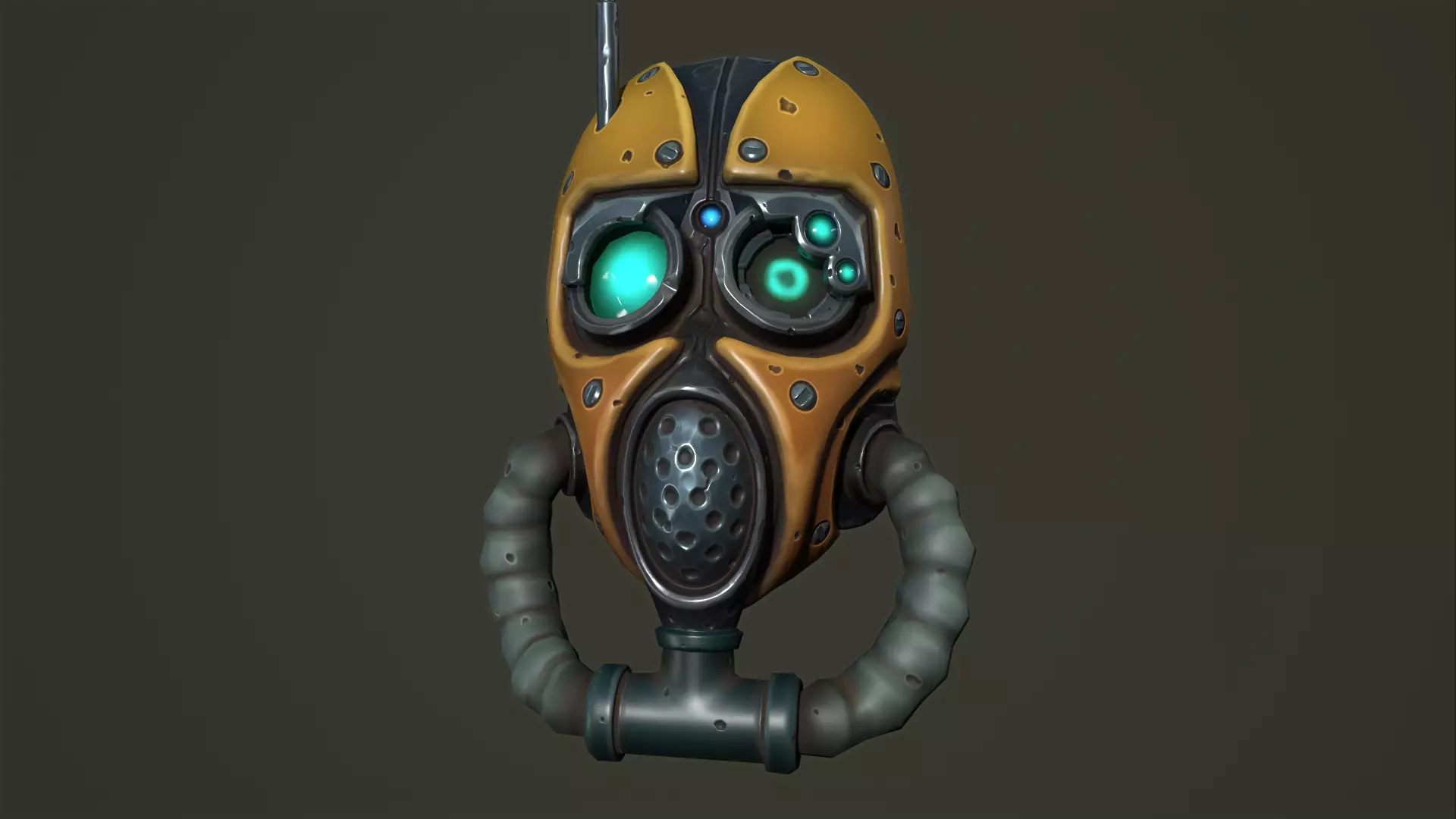 Tech priest mask Low-poly 3D model_0