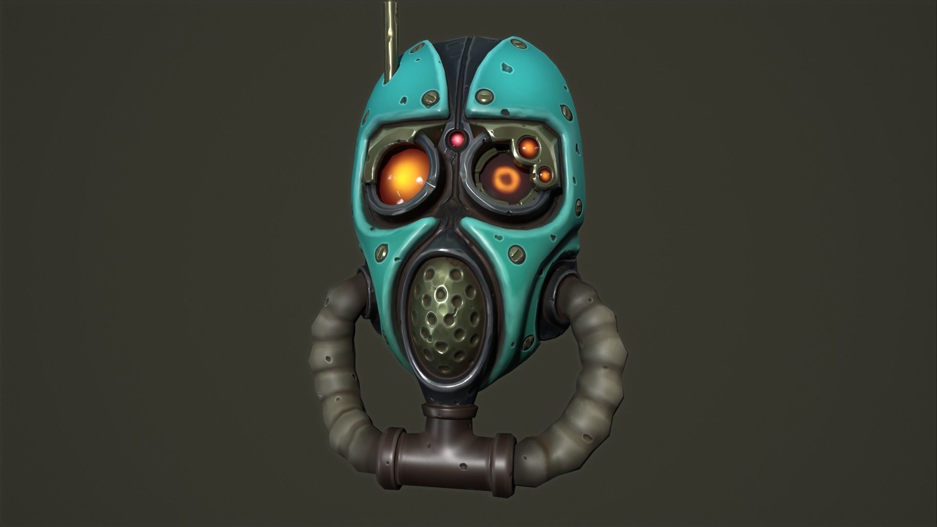 Tech priest mask Low-poly 3D model_8