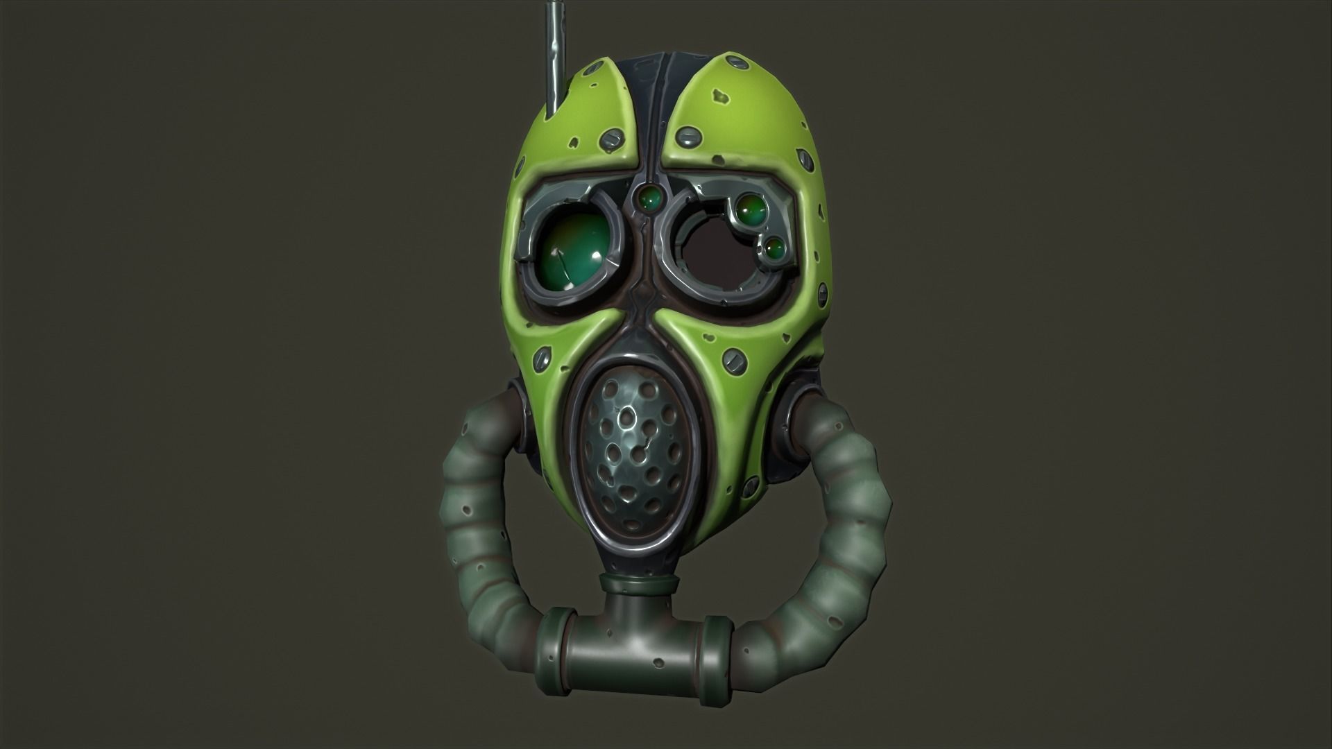 Tech priest mask Low-poly 3D model_5