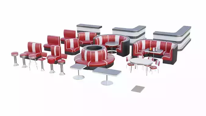 Retro Diner Collection Low-poly 3D model