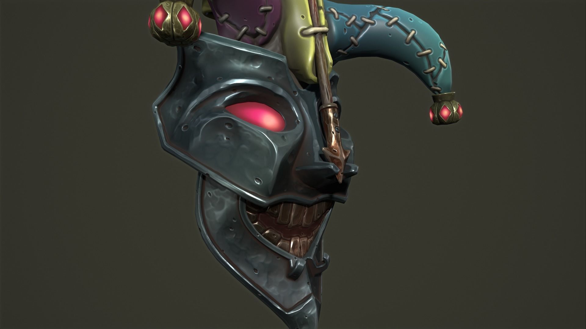 Jester mask Low-poly 3D model_17