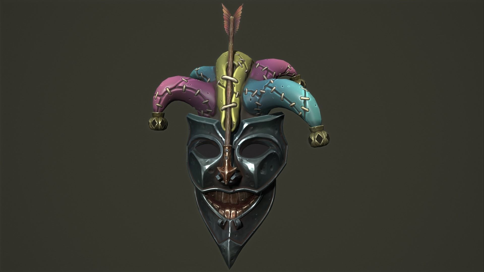 Jester mask Low-poly 3D model_1