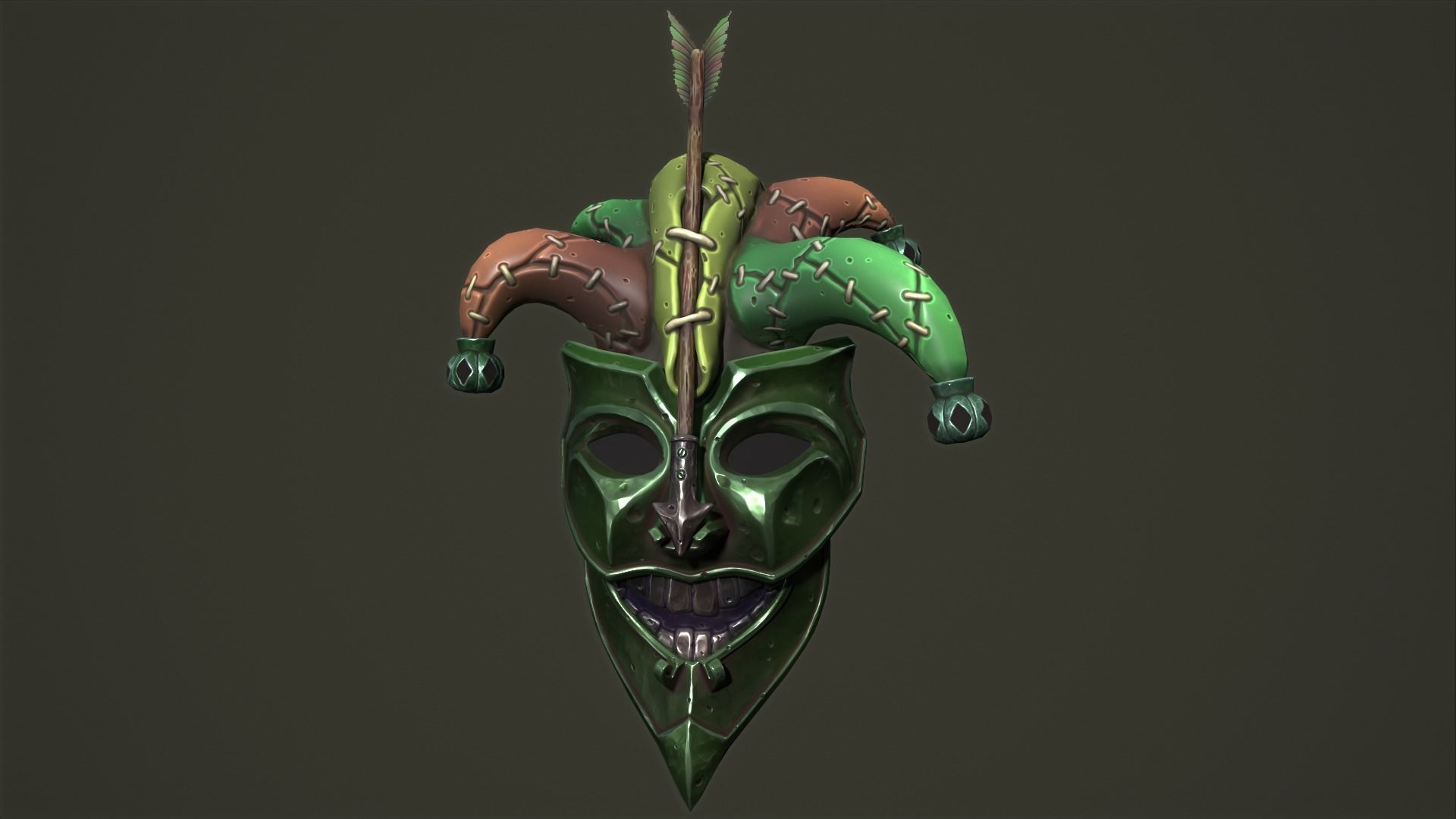 Jester mask Low-poly 3D model_11