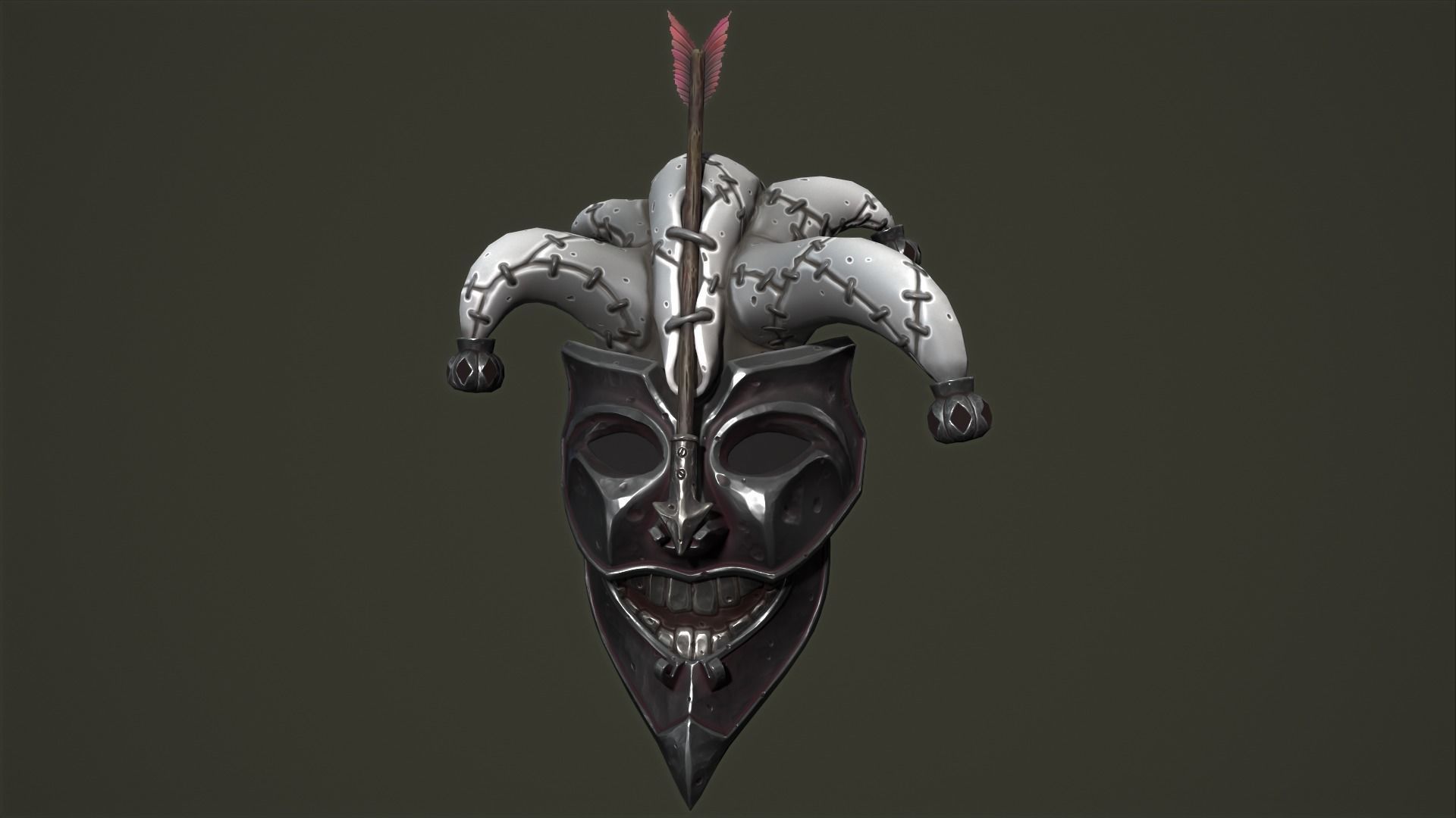 Jester mask Low-poly 3D model_13