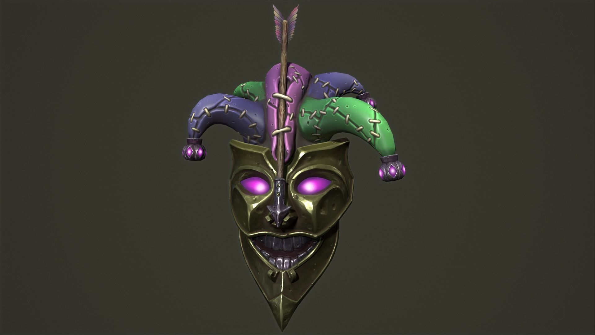 Jester mask Low-poly 3D model_8