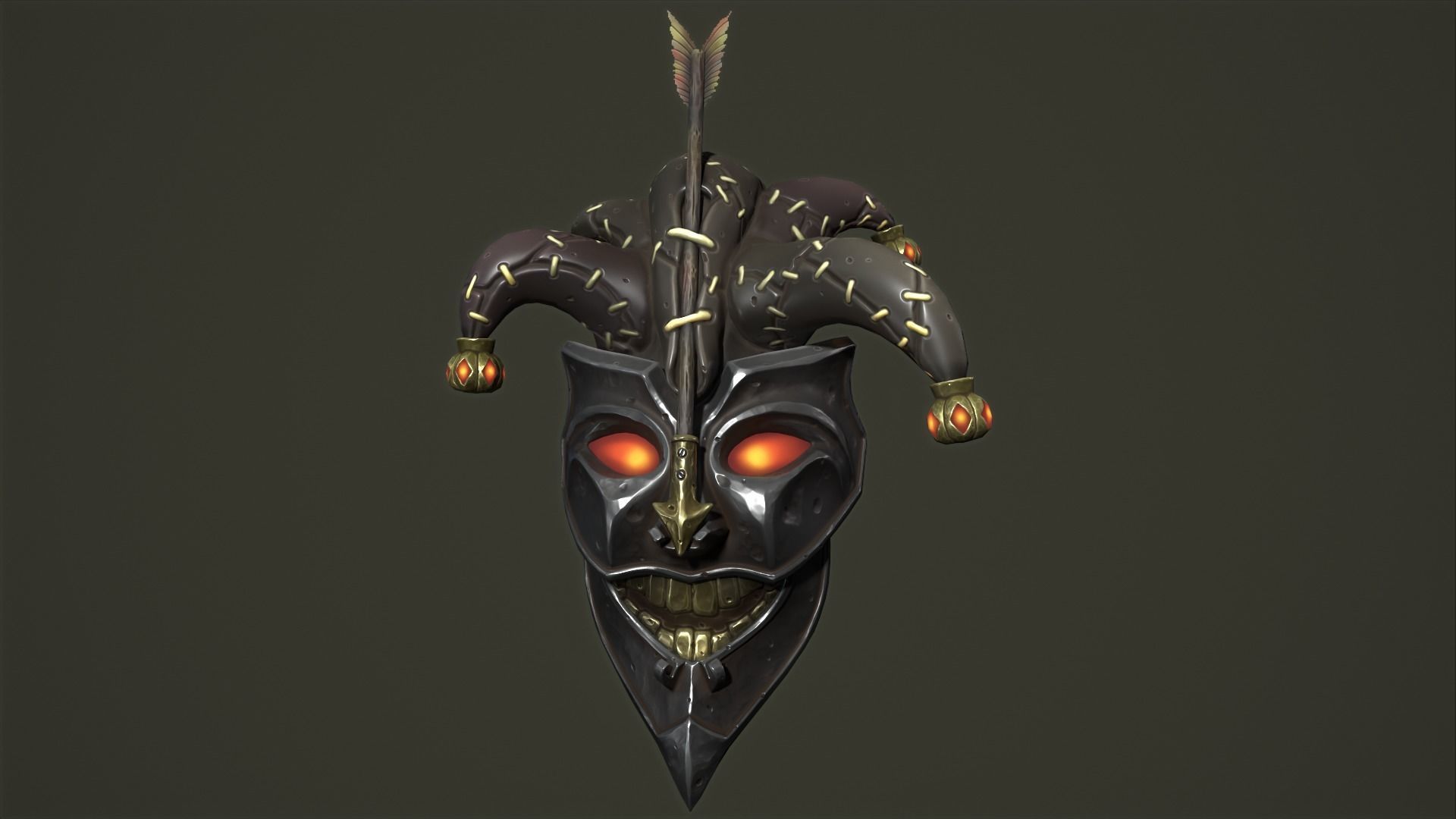 Jester mask Low-poly 3D model_16