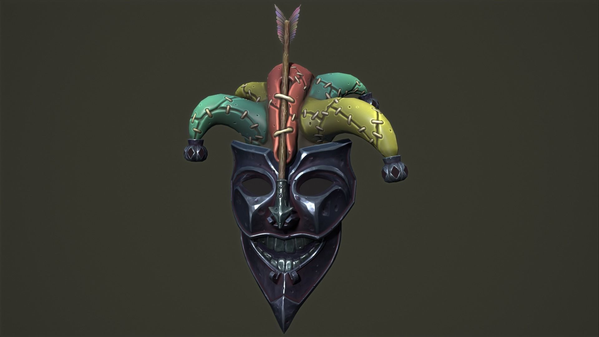 Jester mask Low-poly 3D model_9