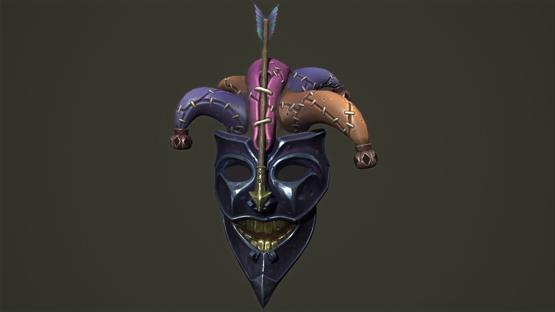 Jester mask Low-poly 3D model_5
