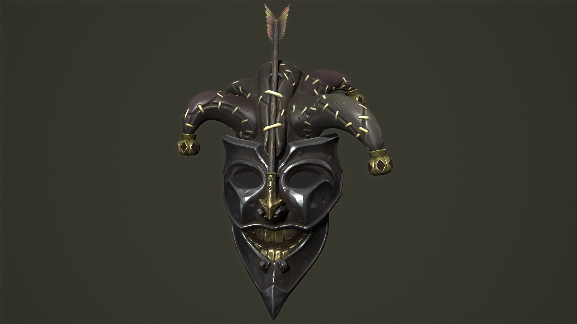 Jester mask Low-poly 3D model_15
