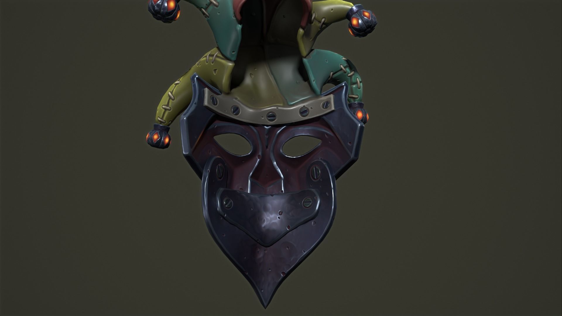 Jester mask Low-poly 3D model_21