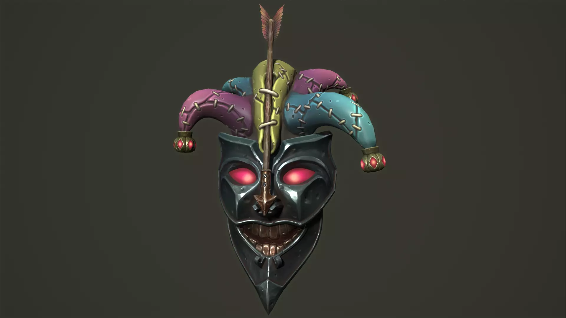Jester mask Low-poly 3D model_0