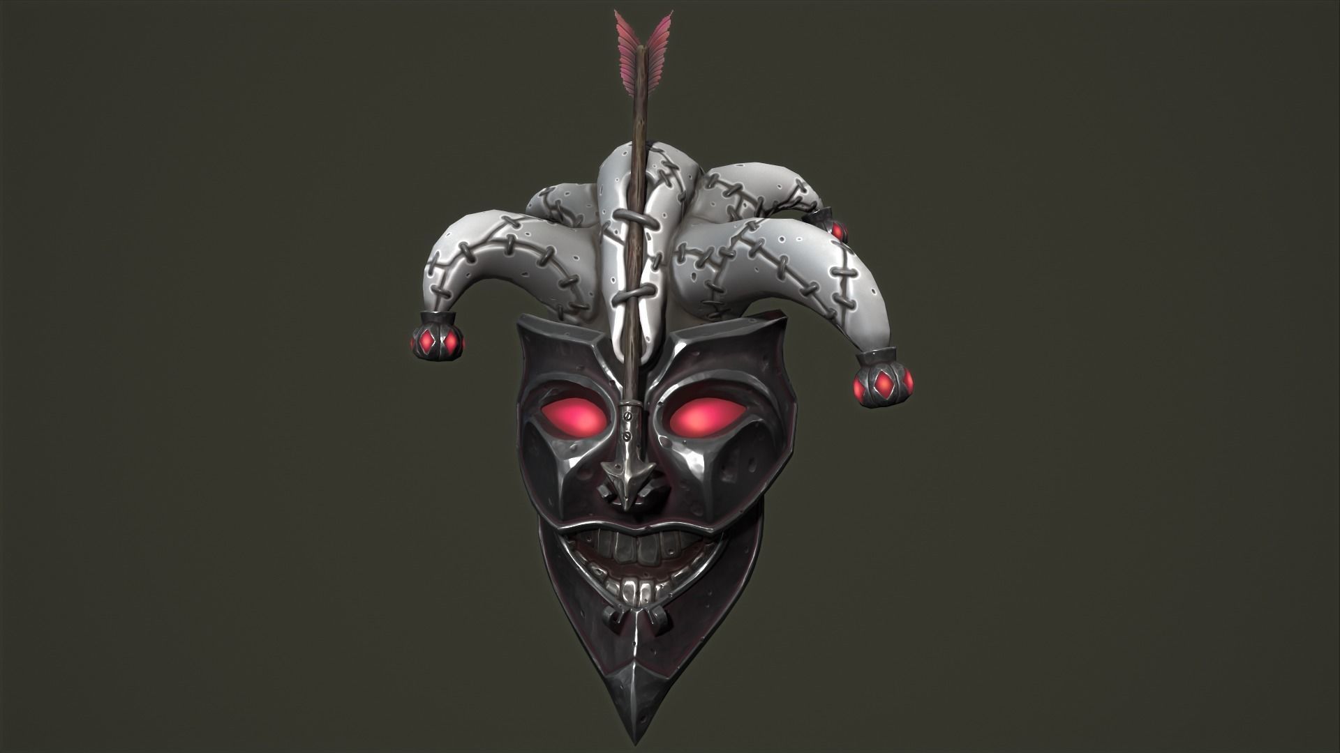 Jester mask Low-poly 3D model_14