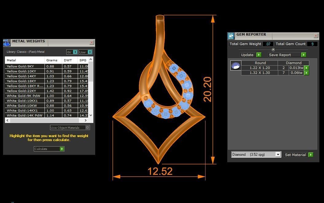 Women Diamond Pendants 3dm STL OBJ FBX Renders Details 3D print model_3