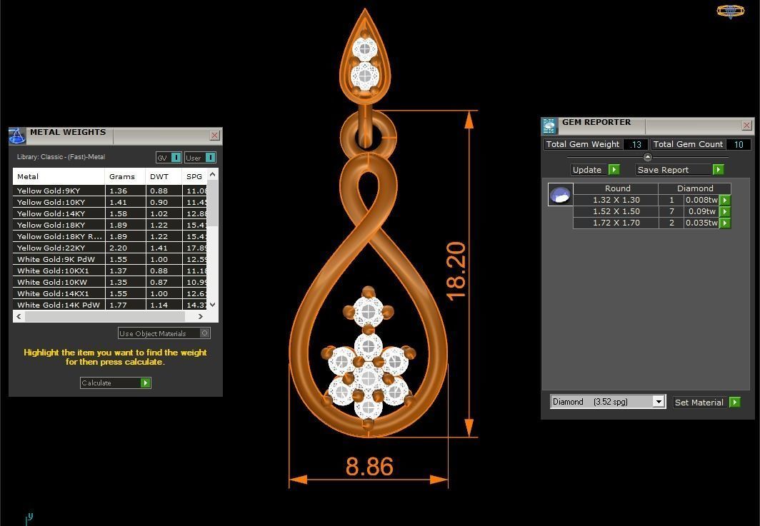 Women Diamond Pendants 3dm STL OBJ FBX Renders Details 3D print model_3